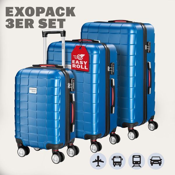 Набор из 3 жестких кейсов Exopack, синий ABS 112999-107196 фото