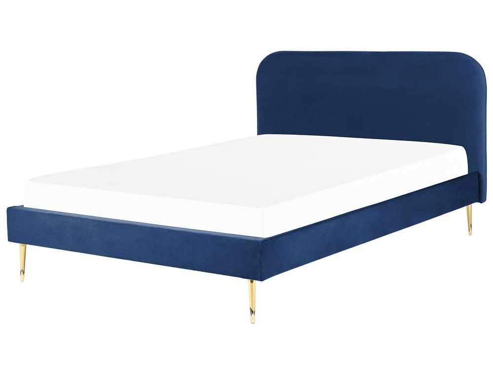 Ліжко оксамитове FLAYAT 180 x 200 см (EU Super King) темно-синє 318110-337959 фото