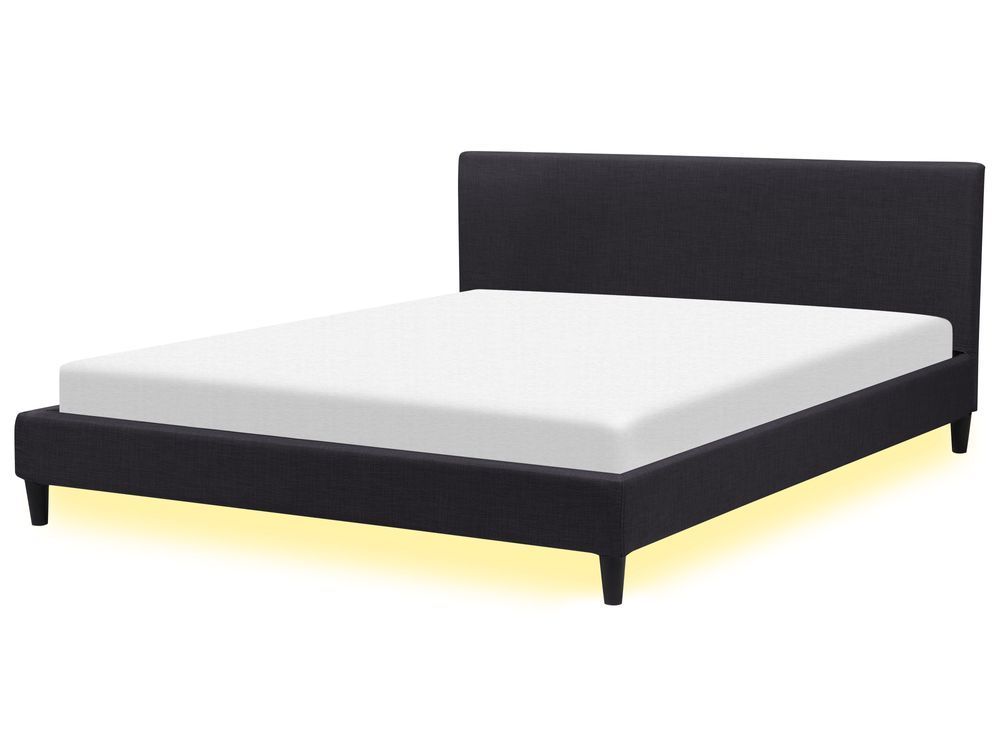 Ліжко з тканиною FITOU з LED-підсвічуванням 180 x 200 см (EU Super King) Чорне 311781-151367 фото