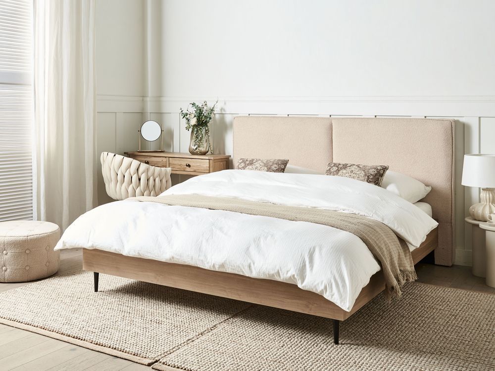 Ліжко букле IZERNORE 160 x 200 см (EU King Size) Бежевий 321786-604681 фото