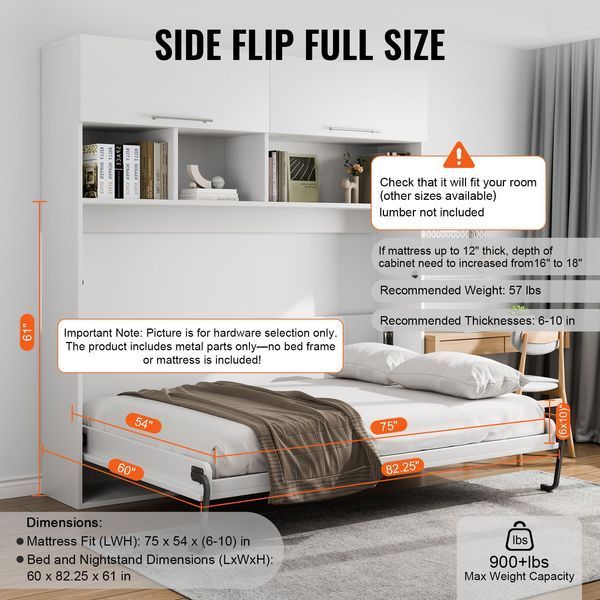 Пружинний механізм для відкидного ліжка VEVOR Murphy Bed 1670 x 2215 x 1700 мм, комплект для відкидного ліжка, розмір Queen Deluxe, комплект для самостійного складання, механічна фурнітура для настінних ліжок, пневматична опора для ліжка з важелем 5552-MFCZDJGQDGCFSM72OV0 фото