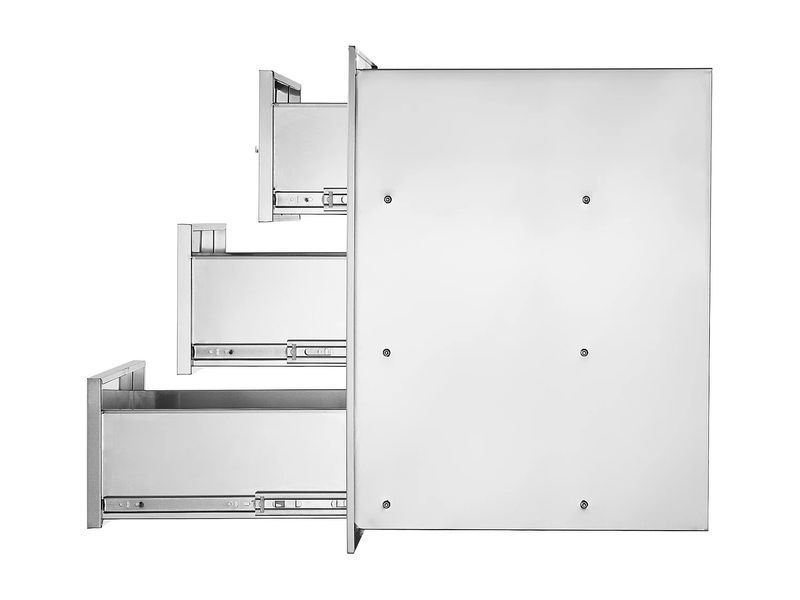 Выдвижной ящик SucceBuy с тремя отделениями из нержавеющей стали, 40 x 73 x 53 см, для приготовления пищи на открытом воздухе и 4266933-0006476 фото