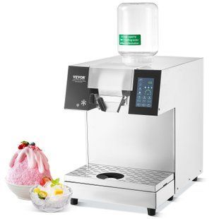 Комерційний льодогенератор VEVOR Snowflake, продуктивністю 180 кг/24 години, подрібнювач льоду з нержавіючої сталі, електричний льодогенератор для приготування конусів із системою рідинного охолодження та сенсорним РК-екраном. 0003-SLXNBJCMYJP1SWA5FV2 фото