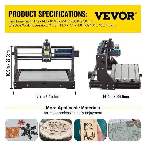 VEVOR 500mW CNC 3018 DIY Engraving Machine Pro 300x180x45mm 2653-DKJ3018PRO500MW01V2 фото