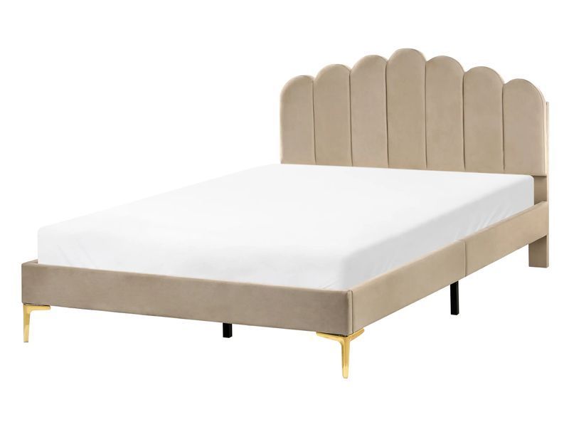 Ліжко оксамитове SAUVIAN 140 x 200 см (EU Double) кольору Taupe 341029-661369 фото