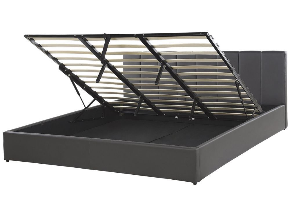 Пуф-ліжко зі штучної шкіри DREUX 180 x 200 см (EU Super King) Темно-сірий 340642-242289 фото