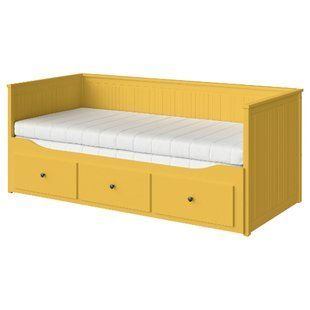 ИКЕА Кушетка с 3 ящиками HEMNES ХЕМНЭС, 995.598.62 Кушетка с 3 ящиками, 2 матраса, желтый, &Aring;fj&auml;ll средней жесткости, 80x200 см 995.598.62 фото