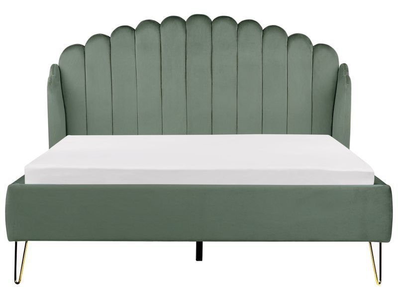 Ліжко оксамитове AMBILLOU 160 x 200 см (EU King Size) Зелене 340305-452271 фото