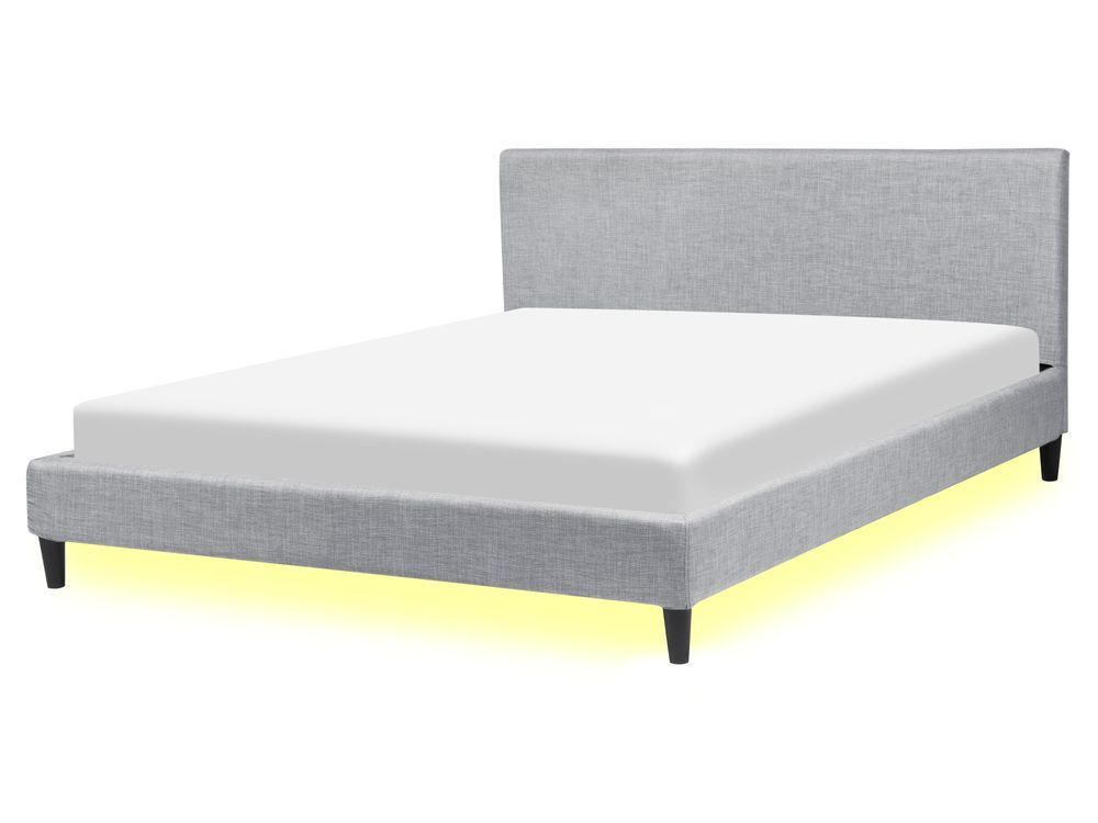 Ліжко з тканиною FITOU зі світлодіодним підсвічуванням 160 x 200 см (EU King Size) Світло-сіре 315027-104694 фото