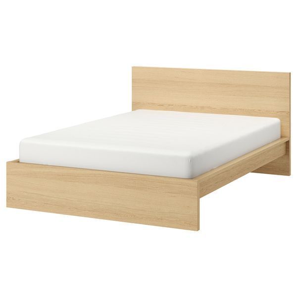 ИКЕА Каркас кровати MALM МАЛЬМ, 590.225.47 Каркас кровати, высокий, Шпон дуба, окрашенный в белый цвет, 140x200 см 590.225.47 фото