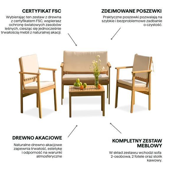 VIKA CAFFE Комплект садовой мебели из дерева акации - Bj&oslash;rkka 008107-9991667 фото