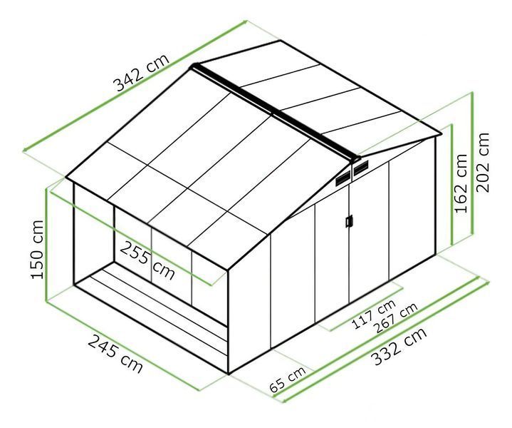 Сарай для інструментів MADISON 342x255 см, горіх - Hardmaister 003996-9990817 фото