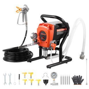 Безвоздушный краскораспылитель VEVOR 900 Вт, 3300 psi, 1,78 л/мин, с щеткой для очистки, шлангом, удлинителем и насадками, краскораспылитель для домов и зданий. 5956-ZSSPTJ900W04SUV3O001V2 фото