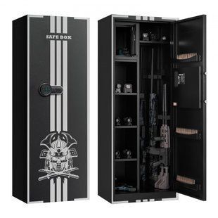 Збройова шафа VEVOR на 4 довгоствольні рушниці, сейф для зброї з 3 магазинами, 2 регульованими ручками, світлодіодним підсвічуванням, збройова шафа з цифровою клавіатурою та аварійним ключем, сейф для пістолетів та гвинтівок. 7485-ZQBXX152157IXISIC001V9 фото