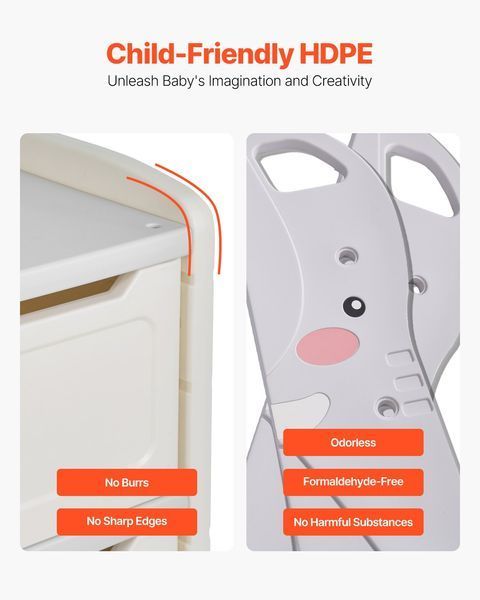 Полка для игрушек VEVOR в форме слона, 4-ярусная, многофункциональная, с 10 гибкими пластиковыми контейнерами, для спален и классных комнат (серый + бежевый) 5806-DGNKFSWJSNXSAO11S001V0 фото