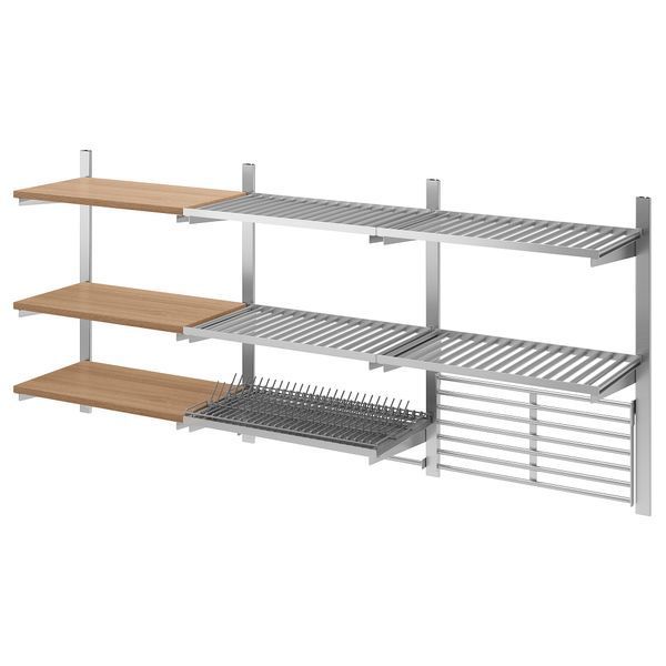 ИКЕА Рейлинг KUNGSFORS КУНГСФОРС, 892.543.38 Рейлинг, Полка, Сушарка для посуды, Штанга, решетка, нержавеющая сталь, ясень 892.543.38 фото