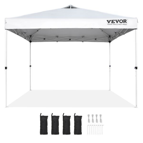 Садовая беседка VEVOR 304,8 x 304,8 x 320 см, складная, изготовлена ​​из ткани 250D PU, с серебристым покрытием, с сумкой для хранения, шатер для вечеринок, на 6-8 человек, складная палатка, белая садовая беседка для кемпинга 4056-DCSTPB10X10FT24D7V0 фото