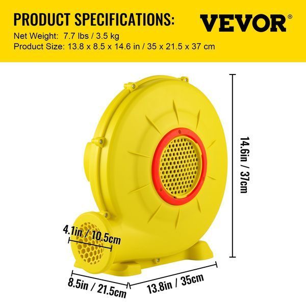 Повітряний насос VEVOR для надувних батутів, 450 Вт, 0,6 л. 13061-QMFJM480W110V6KXQV2 фото