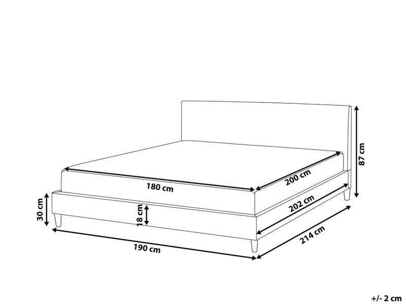Ліжко з тканиною FITOU зі світлодіодним підсвічуванням 180 x 200 см (EU Super King) Світло-сіре 310360-104708 фото