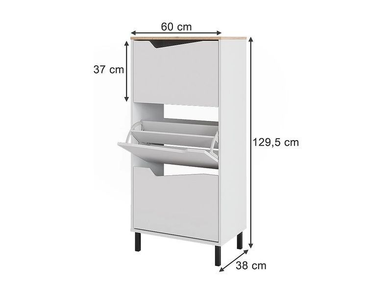 Білий/художній візок для взуття 60x38x129,5 дюймів marelle 4778983-0006205 фото
