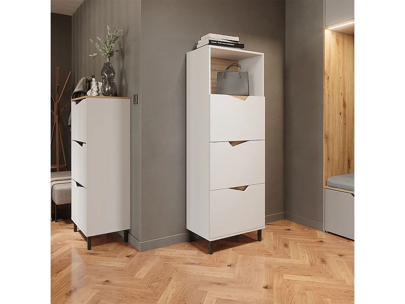 Білий/художній візок для взуття 60x38x129,5 дюймів marelle 4778983-0006205 фото