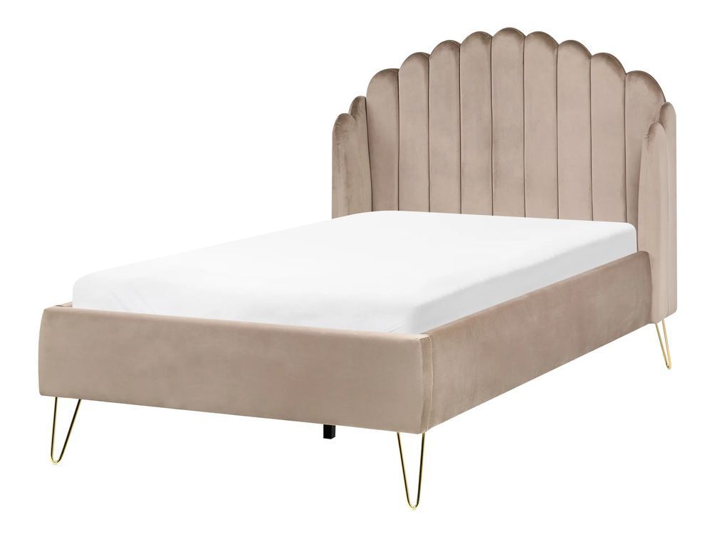 Ліжко оксамитове AMBILLOU 120 x 200 см (EU Small Double) кольору Taupe 349238-661541 фото