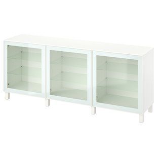 ІКЕА BEST&Aring; БЕСТО, 894.888.13 Поєднання з дверима, білий Glassvik, СТУББАРП, білий, світло-зелене прозоре скло, 180x42x74 см 894.888.13 фото