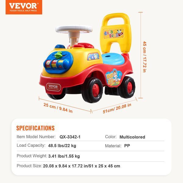 Дитячий електромобіль VEVOR для малюків від 1 до 3 років, гоночний електромобіль, іграшка для малюків, на якій можна сидіти та стояти, класичний електромобіль з музичним кермом, гудком та відсіком для зберігання під сидінням, електромобіль для хлопчиків т 12569-KBKETCZSTCKTZR8C4V9 фото