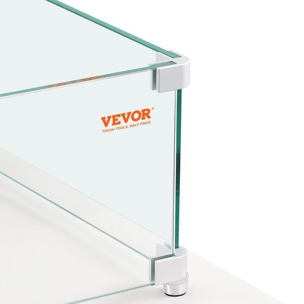 Ветрозащитный экран для костра VEVOR, 38,2 x 10,5 x 6,0 дюймов, прямоугольный, толщина 0,3 дюйма, прозрачный закаленный стеклянный экран для костра, ветрозащитный экран для костра в форме дерева с прочными ножками, подходит для использования с пропаном, 2108-FXFF3810.56INJWBGV0 фото