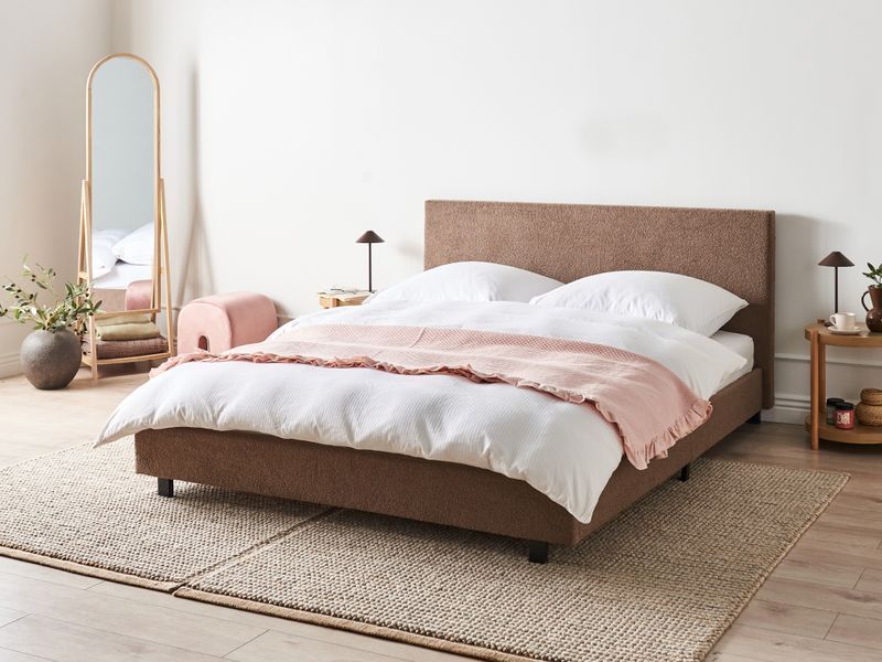 Ліжко букле ALBI 180 x 200 см (EU Super King) Коричневий 324301-616042 фото