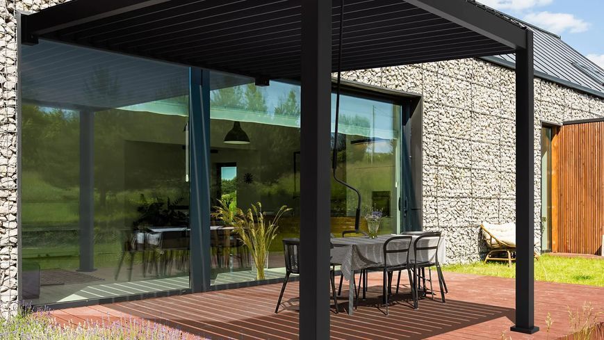 Садовая пергола для террасы 3x3 Premium Wall Anthracite - Gutroof 001374-9990670 фото