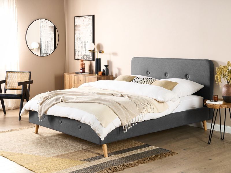 Тканина для ліжка RENNES II 160 x 200 см (EU King Size) Темно-сіра 282889-410913 фото