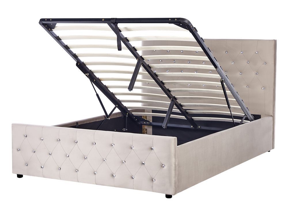 Пуф-ліжко з оксамитом AMIENS 140 x 200 см (EU Double) кольору Taupe 302158-496183 фото