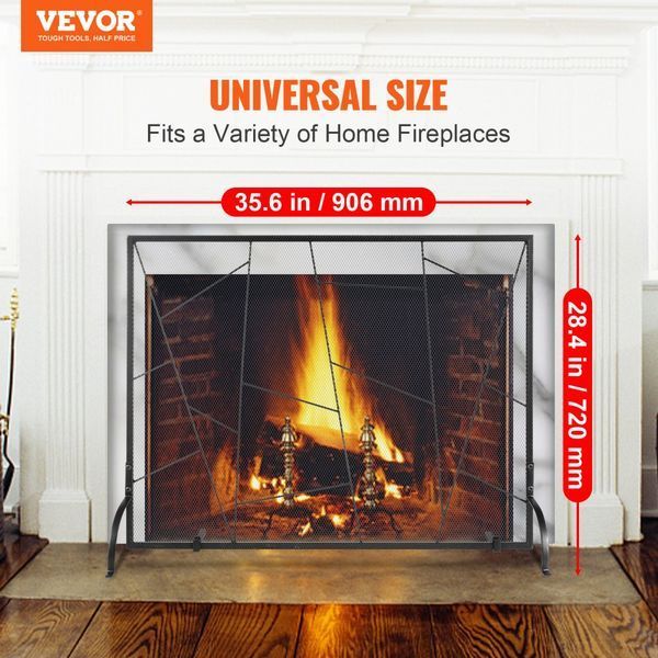 Захисна решітка для каміна VEVOR Spark Guard Iron Fireplace Guard 906 mm, захист для каміна, захист для печі, вінтажний захист для печі, захист для каміна від 0-40 &deg; C, захисна сітка для печі, захист від іскор, що летять. 9027-BLMHSJY3545I7H0S1V0 фото