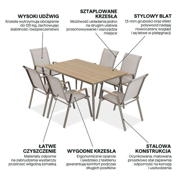 Обідній гарнітур NOVA DINING 6+1 кольору Taupe Terrace - Bj&oslash;rkka 008173-9991671 фото