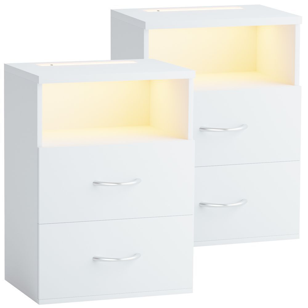 Приліжкові тумбочки Jamie, комплект із 2 штук, білі, 55x40x28 см. 109674-de фото