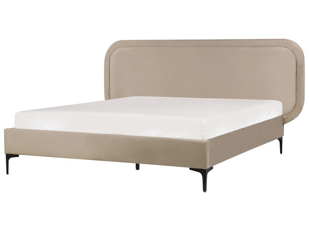 Ліжко оксамитове SUZETTE 140 x 200 см (EU Double) Бежеве 312425-499125 фото