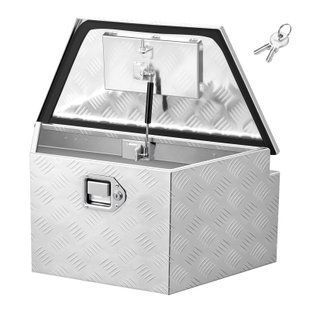 Ящик для инструментов VEVOR Drawbar Box, размеры 1660 x 330 x 305 мм, изготовлен из алюминия, грузоподъемность 50 кг, с замком и ключами, для пикапов, кемперов, внедорожников, серебристый. 7989-TCGJX261312IAO7ZC001V0 фото