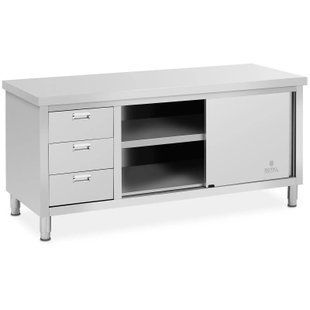 Рабочий шкаф из нержавеющей стали - ECO - 180 x 70 см - 600 кг - 3 выдвижных ящика - Royal Catering 10011675-ex-1160 фото