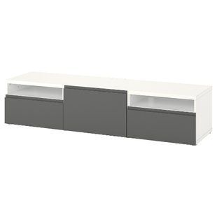 ИКЕА Тумба под телевизор BEST&Aring; БЕСТО, 995.729.72 Тумба под телевизор, белый, V&auml;sterviken темно-серый, 180x42x39 см 995.729.72 фото
