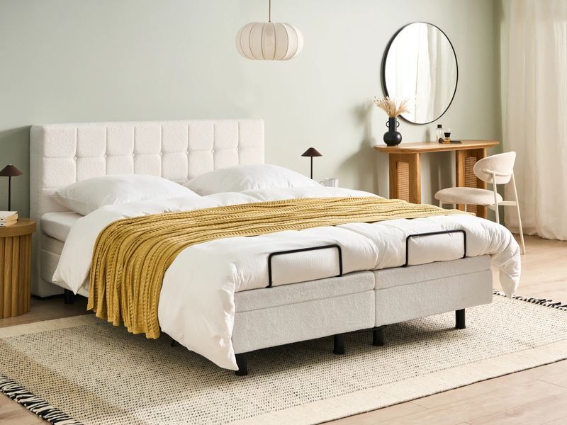 Регульоване ліжко Boucle DUKE 160 x 200 см (EU King Size) кольору Off-White 340240-657374 фото