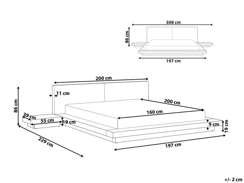 Водяне ліжко зі штучної шкіри ZEN 160 x 200 см (EU King Size) Темний ясен 339966-174692 фото