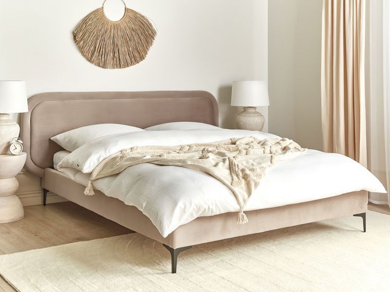 Ліжко оксамитове SUZETTE 160 x 200 см (EU King Size) Бежеве 312426-499170 фото