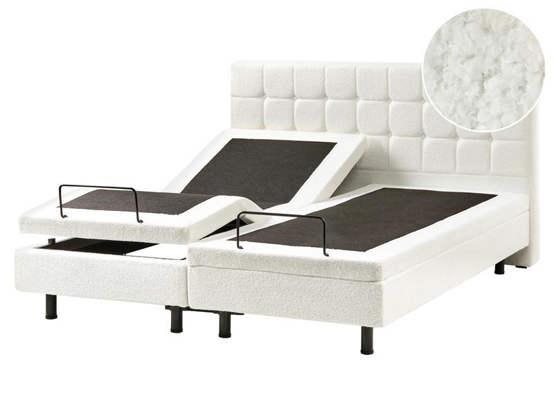 Регульоване ліжко Boucle DUKE 160 x 200 см (EU King Size) кольору Off-White 340240-657374 фото