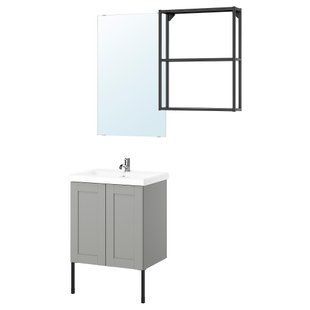 ИКЕА Ванная комната ENHET, 295.474.48 Ванная комната, антрацит, серая рама, 64x43x87 см 295.474.48 фото