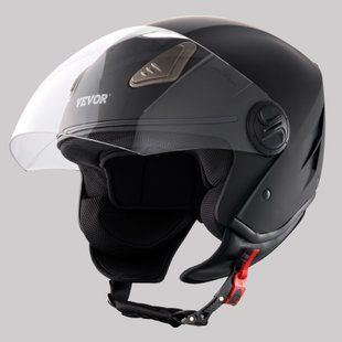 Мотоциклетний шолом VEVOR, шолом для мотокросу, розмір XL, 3/4, ABS, роз'єм Bluetooth та змінні лінзи, зручний шолом для мотокросу, сертифікований DOT, для дітей та дорослих, чорний. 9519-MTC34KOZBXLMFGGXTV0 фото