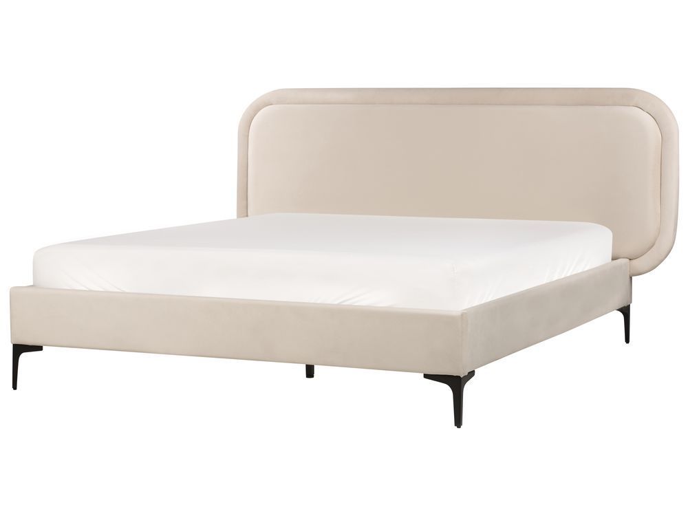 Ліжко оксамитове SUZETTE 140 x 200 см (EU Double) Світло-бежева 312428-499069 фото