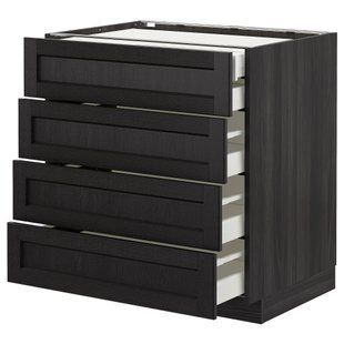ІКЕА METOD МЕТОД / MAXIMERA МАКСИМЕРА, 892.602.78 Sz stj 4fr, 2n, 3заходи, чорний, Лерхіттан, пофарбований у чорний колір, 80x60 см 892.602.78 фото