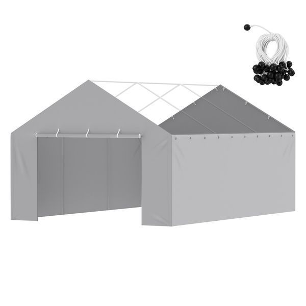 Бічні стінки гаражного намету VEVOR Carport Garage Tent 606 x 398 x 308 см, міцна, водонепроникна та захищена від УФ-випромінювання, сіра (верхня частина та каркас у комплект не входять). 4963-CKPB13X20FTH07RMFV0 фото