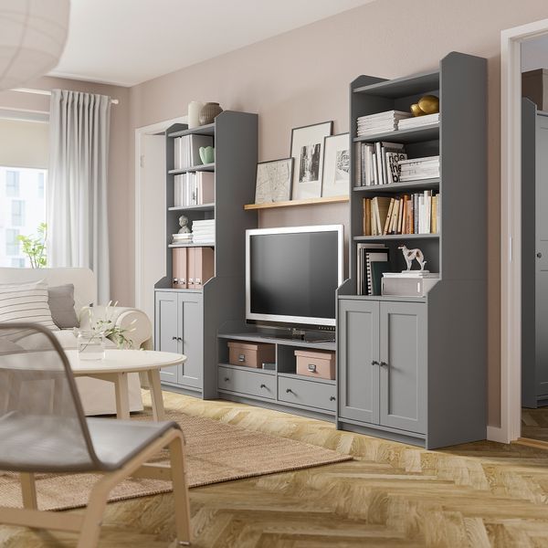 ИКЕА TV HAUGA ХАУГА, 993.884.41 TV, Комбинация, серый, 277x46x199 см 993.884.41 фото